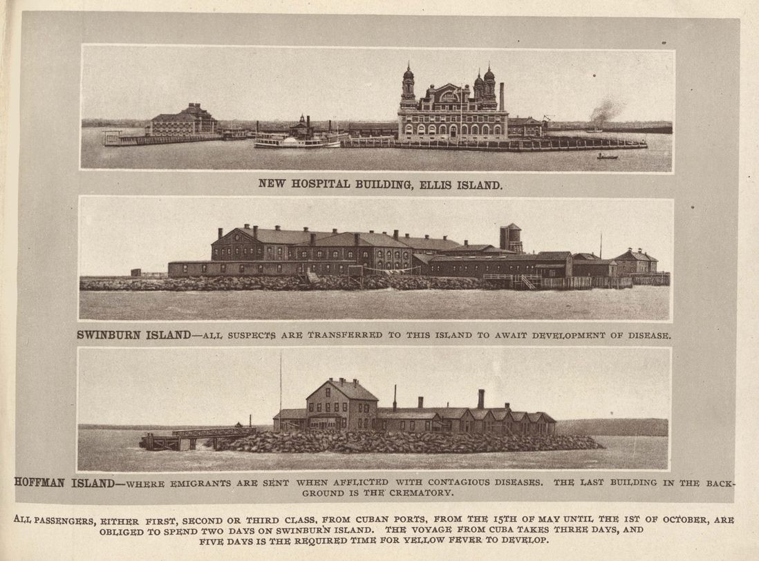 This photo is from a pamphlet called Quarantine Sketches produced by the Maltine Company. Note: They have mislabeled the islands, so Hoffman is Swinburne and vice versa. (Photo courtesy of the New York City Municipal Archives)